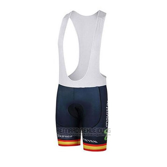 2018 Fahrradbekleidung Movistar Champion Spanien Trikot Kurzarm und Tragerhose - zum Schließen ins Bild klicken